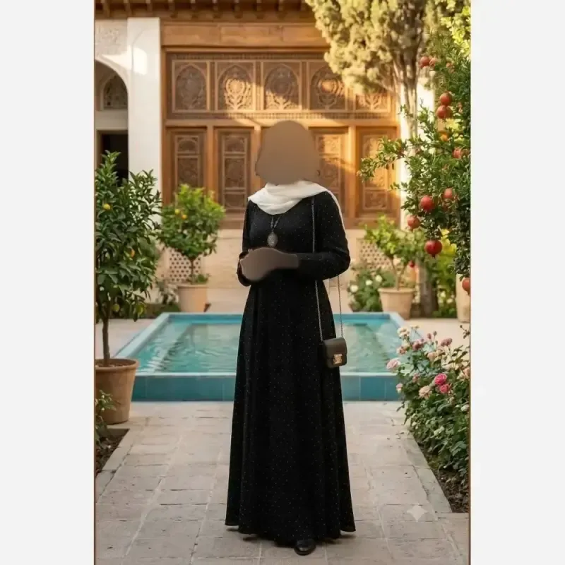 کفتان مانتویی زنانه کرسپو نگین دار رنگ مشکی