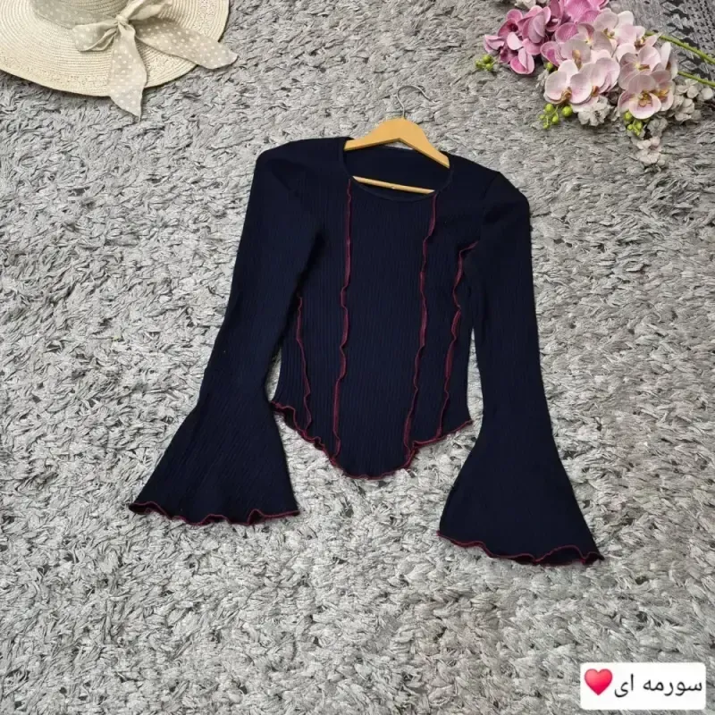 بلوز کثیف دوزی آستین کلوش فانریپ پنبه ای زنانه - تصویر 7