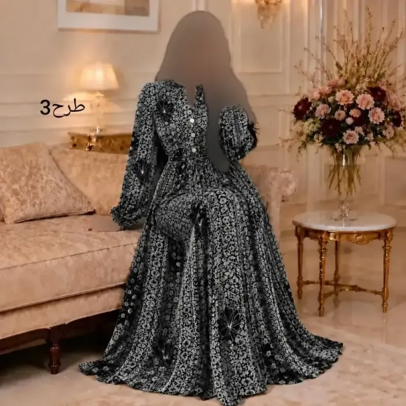 پیراهن بلند زنانه آسلین جنس الیزه قد ماکسی سایز بزرگ