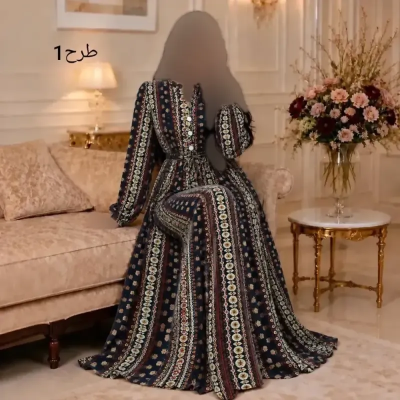 پیراهن بلند زنانه آسلین جنس الیزه قد ماکسی سایز بزرگ - تصویر 2