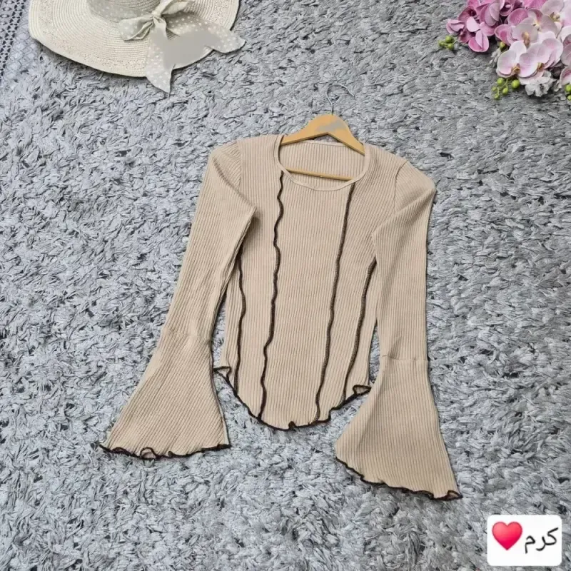 بلوز کثیف دوزی آستین کلوش فانریپ پنبه ای زنانه - تصویر 2